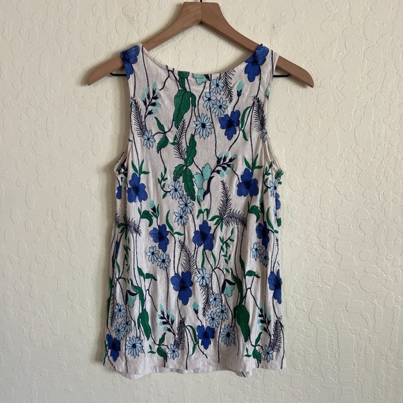 Anthropologie Meadow Rue Cartenga Floral Embroidered Tank Top Medium Boho Spring - Picture 7 of 7